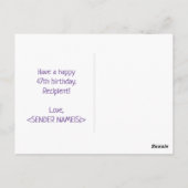 47誕生日:はっきりした,おもしろい,シンプル虹, 47 ポストカード (裏面)