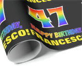 47誕生日:はっきりした,おもしろい,シンプル虹, 47 ラッピングペーパー (ロールコーナー)