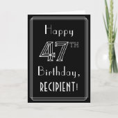 47誕生日:アールデコスタイル番号47および名前をカスタムする カード (正面)