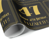 47誕生日~アールデコ見るインスパイア"47",名前 ラッピングペーパー (ロールコーナー)