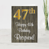 47誕生日:エレガントフェイク金ゴールドルック#,フェイク Wood カード (正面)