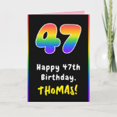 47誕生日:カラフルレインボー# 47、名前をカスタムする カード (正面)