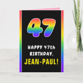 47誕生日:カラフルレインボー# 47、名前をカスタムする カード (正面)