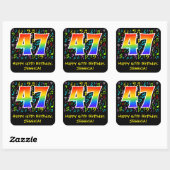 47誕生日:カラフル音楽シンボル、レインボー47 スクエアシール (シート)