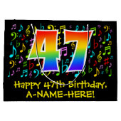47誕生日-カラフル音楽シンボルRainbow 47 ラージペーパーバッグ (裏面)
