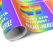 47誕生日: カラフル、おもしろいレインボーパターン# 47 ラッピングペーパー (ロールコーナー)