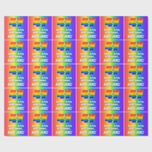 47誕生日: カラフル、おもしろいレインボーパターン# 47 ラッピングペーパー (シーム)