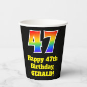 47誕生日:カラフル、おもしろい、エキサイティング、虹47 紙コップ (正面)