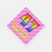 47誕生日：ピンクストライプのハート、レインボー# 47 スタンダードランチョンナプキン (角)
