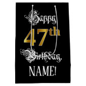 47誕生日～ファンシースクリプト；フェイク金ゴールド検索；名前 ミディアムペーパーバッグ (裏面)