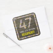 47誕生日:フローラ番号フェイク、木目、名前 スクエアシール (封筒)