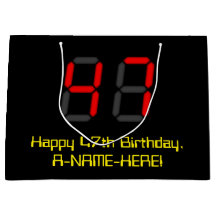 47誕生日：レッドデジタルクロックスタイル"47" +名前