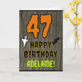 47誕生日:不気味ハロウィーンテーマ、名前をカスタムする カード (黄色い花)