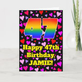 47誕生日:愛するハートパターン、虹# 47 カード (正面)