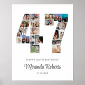 47誕生日Number 47カスタムフォトコラージュ ポスター (正面)