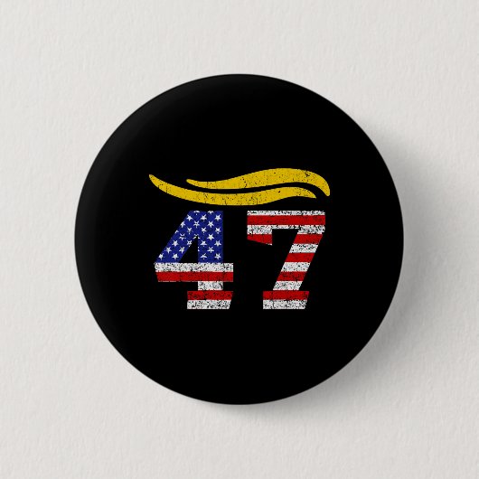 47 トランプの髪型 ヴィンテージ 缶バッジ (正面)