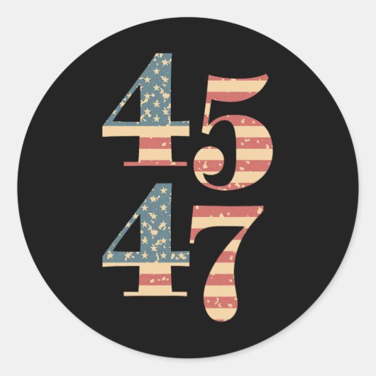 47 Trump 2024ヴィンテージフラグサポートトランプ45 47 Wom ラウンドシール (正面)