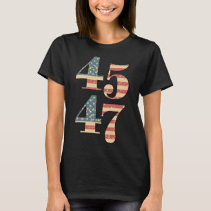 47 Trump 2024ヴィンテージフラグサポートトランプ45 47 Wom Tシャツ