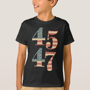 47 Trump 2024ヴィンテージフラグサポートトランプ45 47 Wom Tシャツ