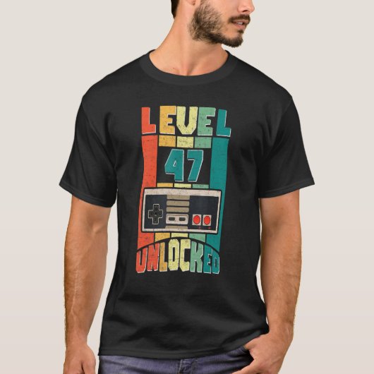 47thおもしろいゲーマー少年ことわざヴィンテージレベル47未loc tシャツ (正面)