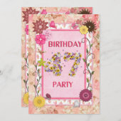 47th誕生日パーティーへの招待とフローラ枠 招待状 (正面/裏面)
