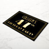 47th誕生日パーティー:アールデコを見る"47"、名前と 箔招待状 (回転した状態)