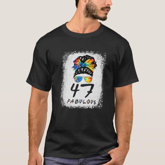 47th誕生日素晴らしい女の子絞り染めメッシーバン47Y Tシャツ (正面)
