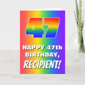 47th Birthday: Colorful, Fun Rainbow Pattern # 47 カード (正面)