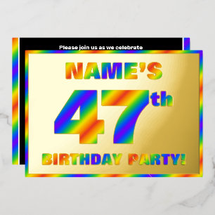 47th Birthday Party —おもしろい、レインボースペクトル「47」 箔招待状