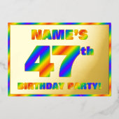 47th Birthday Party —おもしろい、レインボースペクトル「47」 箔招待状 (正面)