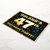 47th Birthday Party —おもしろい、音楽カラフル記号 箔招待状 (回転した状態)