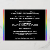 47th Birthday Party —おもしろい、音楽カラフル記号 箔招待状 (裏面)