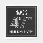 47th Birthday Party:アールデコスタイル+名前をカスタムする スタンダードランチョンナプキン (正面)