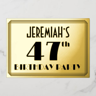47th Birthday Party —アールデコ検索「47」 +名前 箔招待状