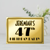47th Birthday Party —アールデコ検索「47」 +名前 箔招待状 (立ち正面)