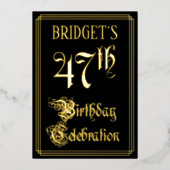 47th Birthday Party – スクリプファンシートと名前をカスタムする 箔招待状 (正面)