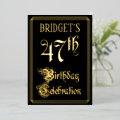 47th Birthday Party – スクリプファンシートと名前をカスタムする 箔招待状 (立ち正面)