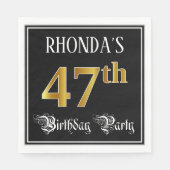 47th Birthday Party – スクリプファンシート、フェイク金ゴールド・ルック スタンダードランチョンナプキン (正面)