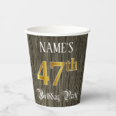 47th Birthday Party — フェイク金ゴールド&ウッドフェイク・ルックス 紙コップ (正面)