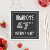 47th Birthday Party: Art Deco Style + Custom Name スタンダードランチョンナプキン (インサイチュ)