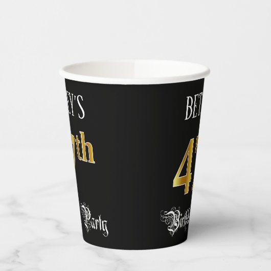 47th Birthday Party — Fancy Script, Faux Gold Look 紙コップ (左)