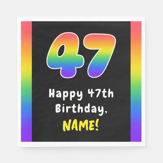 47th Birthday: Rainbow Spectrum # 47, Custom Name スタンダードランチョンナプキン (正面)