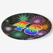 48イベント-おもしろいカラフル、はっきりした、虹48 ペーパープレート (アングル)