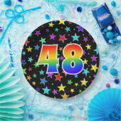 48イベント:はっきりした,おもしろい，レインボーカラフル48 ペーパープレート (パーティー)