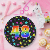 48イベント:はっきりした,おもしろい，レインボーカラフル48 ペーパープレート (パーティー)