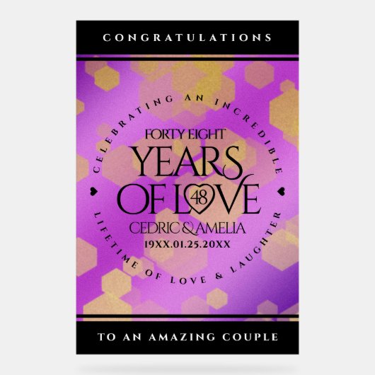 48エレガントアメジスト結婚記念日 アクリルサイン (正面)