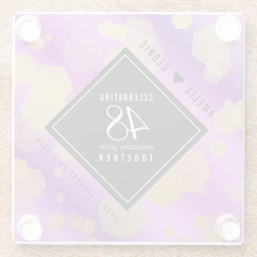 48エレガントアメジスト結婚記念日 ガラスコースター (裏面)