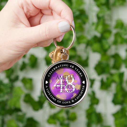 48エレガントアメジスト結婚記念日 キーホルダー (手)