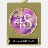 48エレガントアメジスト結婚記念日 ゴールドプレートバナーオーナメント (正面)