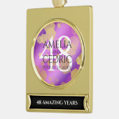 48エレガントアメジスト結婚記念日 ゴールドプレートバナーオーナメント (左)